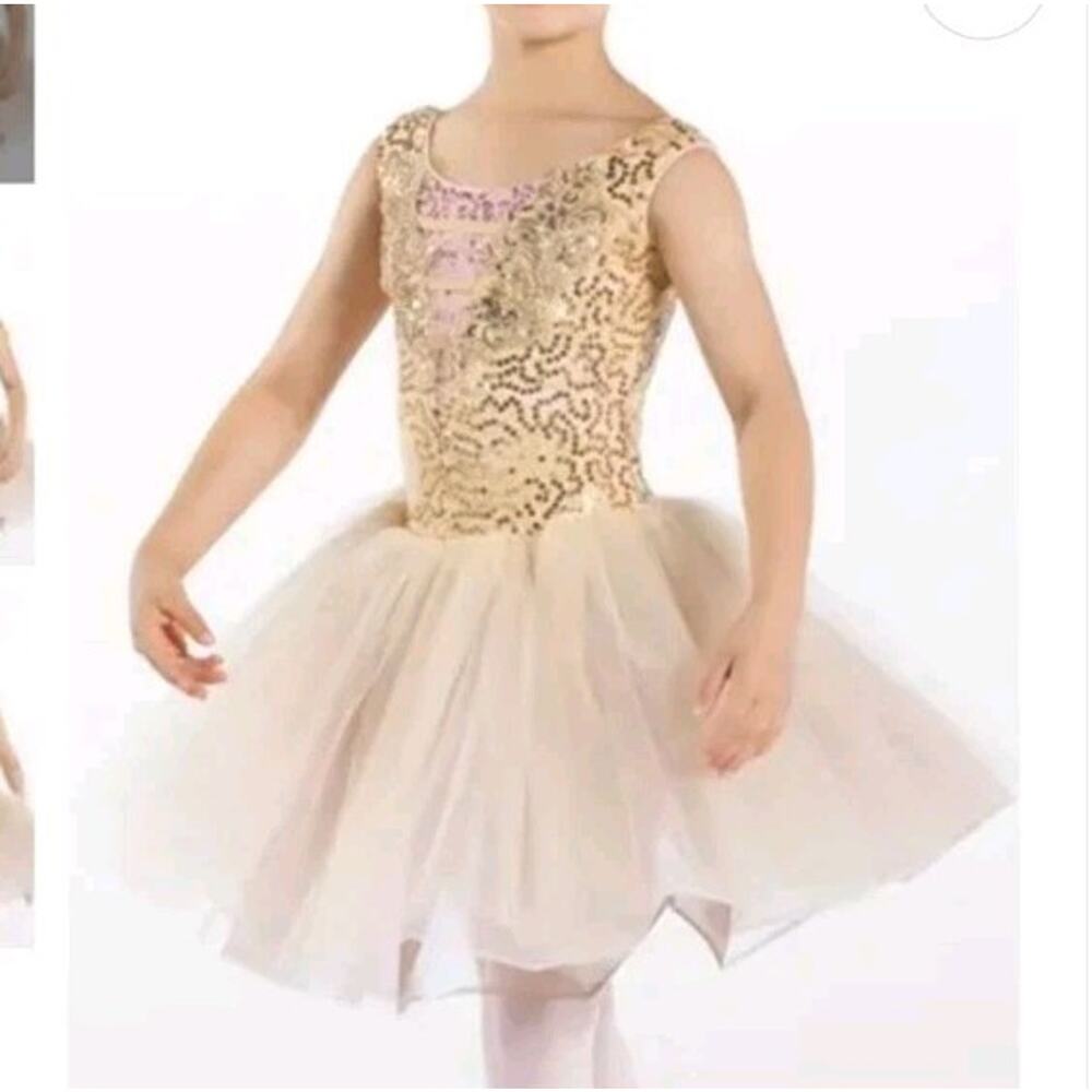 WEISSMAN Quiet Resource Champagne Tutu Girls Dance Costume Dress SC Small 6 6X